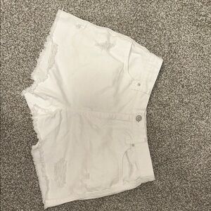Vanilla Star White Jean Shorts with Frayed Hem
